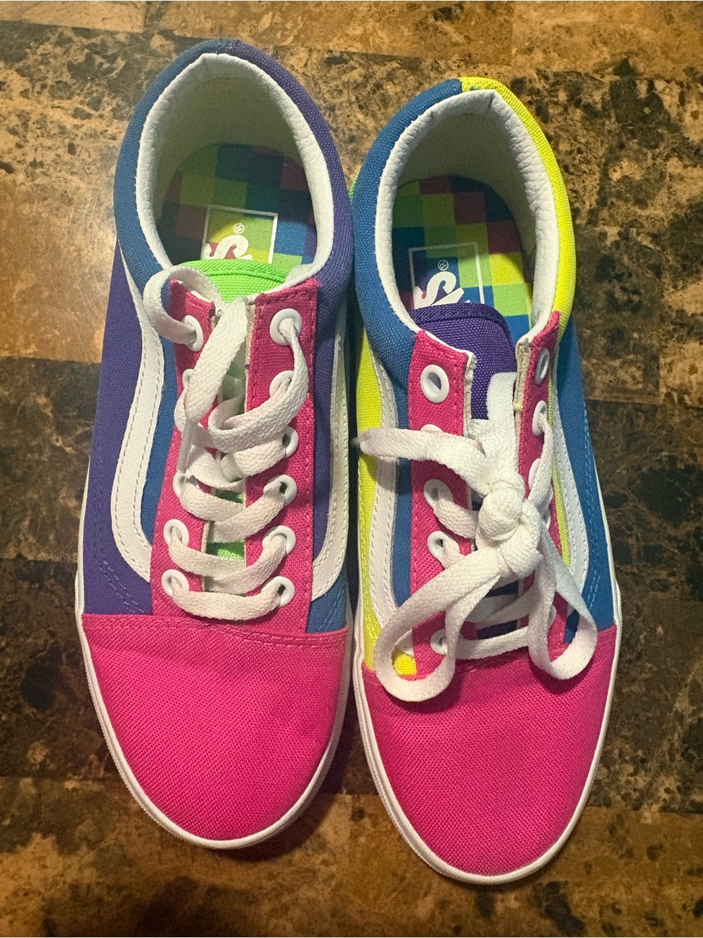 Vans Kids Multi-Color Lace-Up Sneakers - Pink, Blue & Purple